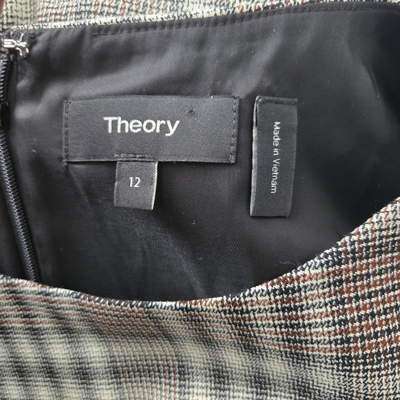 THEORY Kamillina Checked Wool-blend Mini Dress Size 12 - Picture 6 of 9